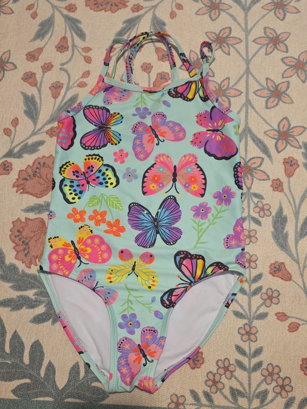 The Children's Place Aqua Butterfly Print One-Piece Swimsuit